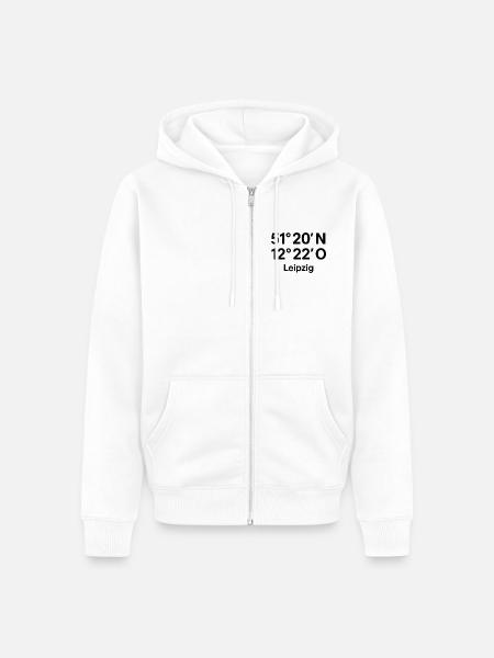 Leipzig Koordinaten Druck - Unisex Premium Bio Zip Hoodie - Weiß