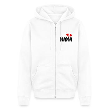 SCHRIFTZUG MAMA - MUTTERTAG GESCHENKIDEEN - Unisex Premium Bio Zip Hoodie - Weiß - Vorne - Thijin (182cm) & Selfina (174cm)