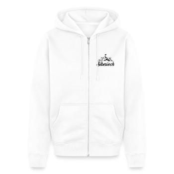 Sibesiech - cooler Typ - Unisex Premium Bio Zip Hoodie - Weiß - Vorne - Thijin (182cm) & Selfina (174cm)
