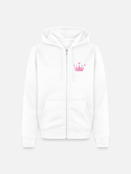 Krone - Unisex Premium Bio Zip Hoodie - Weiß