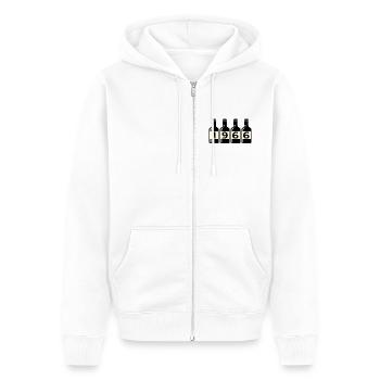 Année de Naissance 1966 Vin - Veste à capuche bio Premium Unisexe - blanc - Devant - Thijin (182cm) & Selfina (174cm)