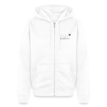 Bumblebee Liebe - Unisex Premium Bio Zip Hoodie - Weiß - Vorne - Thijin (182cm) & Selfina (174cm)