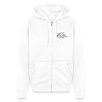 Oktopus Heartbeat | Mind . Ocean . Nature - Unisex Premium Bio Zip Hoodie - Weiß - Vorne - Thijin (182cm) & Selfina (174cm)