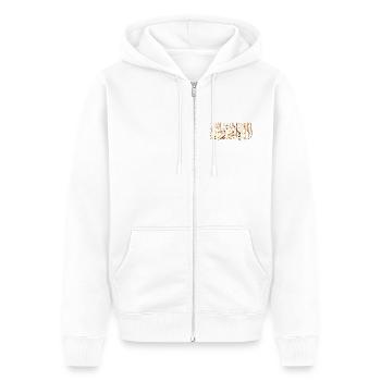 la ilaha illa ALLAH GOld - Veste à capuche bio Premium Unisexe - blanc - Devant - Thijin (182cm) & Selfina (174cm)