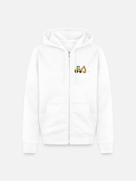 Cartoon-Bagger im Sand - Unisex Premium Bio Zip Hoodie - Weiß
