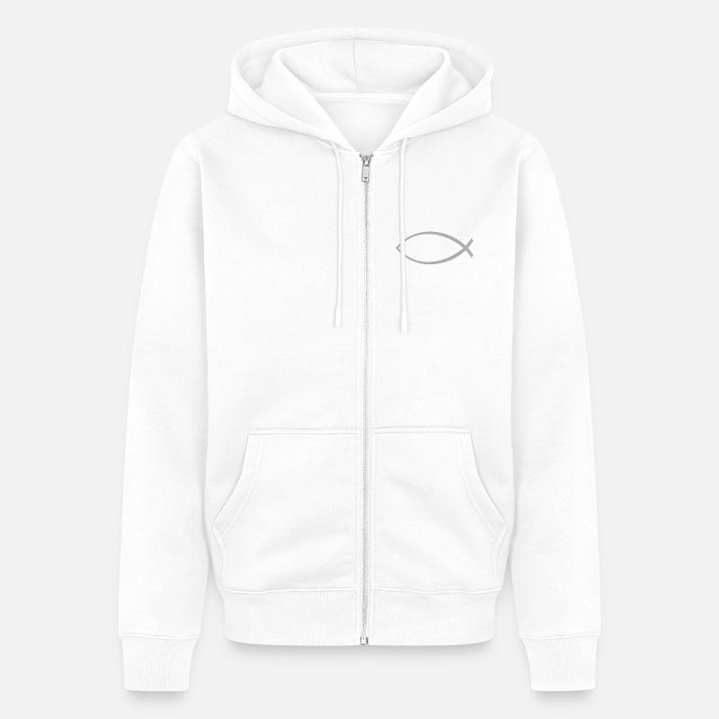 Ichtus poisson argent - Veste à capuche bio Premium Unisexe - blanc