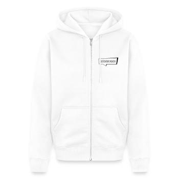 Sprechblase Glückwunsch - Unisex Premium Bio Zip Hoodie - Weiß - Vorne - Thijin (182cm) & Selfina (174cm)