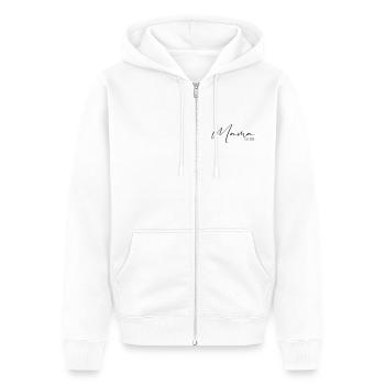 Mama est 2026 - Unisex Premium Bio Zip Hoodie - Weiß - Vorne - Thijin (182cm) & Selfina (174cm)
