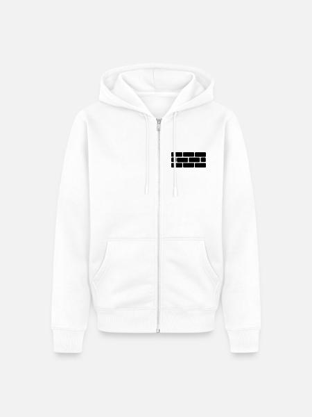 Ziegelmauer – minimalistisches Symbol - Unisex Premium Bio Zip Hoodie - Weiß