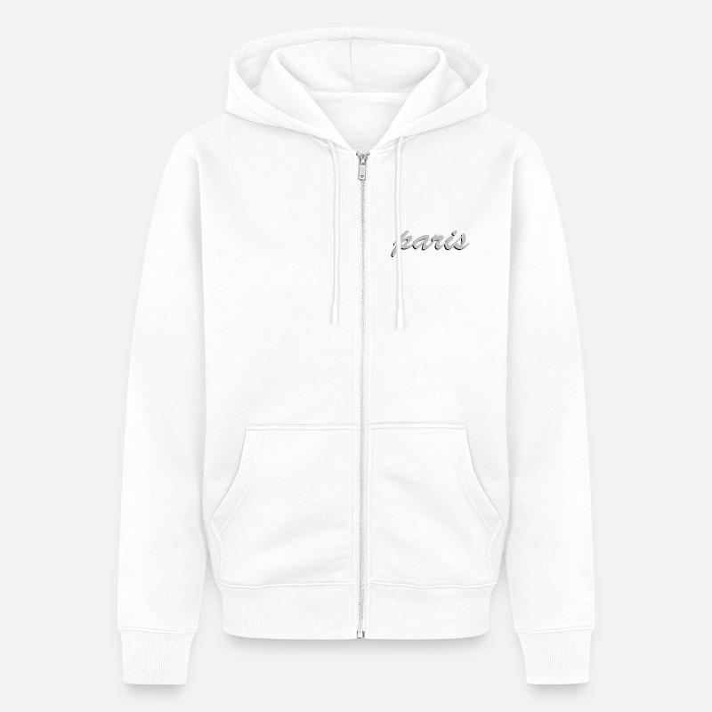 Paris Champ de Mars Vintage Script - Unisex Premium Bio Zip Hoodie - Weiß
