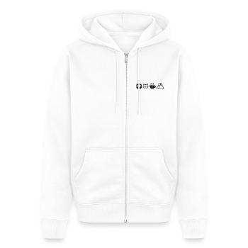 Icônes de loisir simples Chats Montagnes de café Amour - Veste à capuche bio Premium Unisexe - blanc - Devant - Thijin (182cm) & Selfina (174cm)