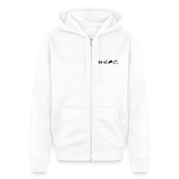 Bergsport Design Kaffeeliebhaber Klettern Banane - Unisex Premium Bio Zip Hoodie - Weiß - Vorne - Thijin (182cm) & Selfina (174cm)