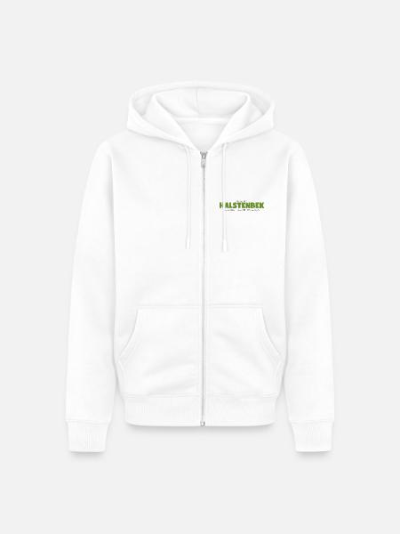Halstenbek, als grüner Slogan - Unisex Premium Bio Zip Hoodie - Weiß