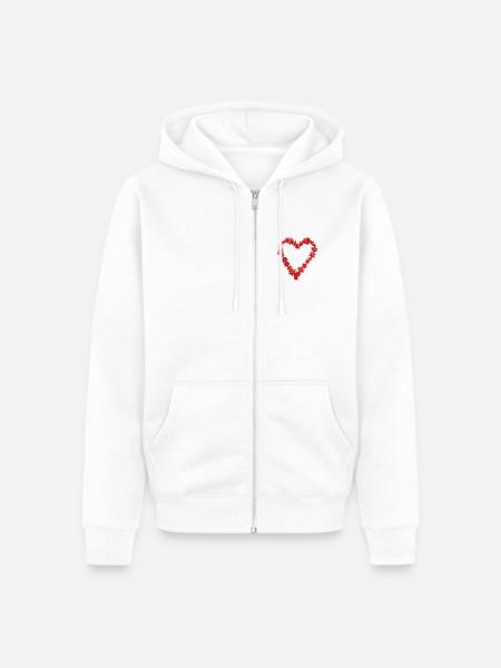 Rotes Blumenherz - Unisex Premium Bio Zip Hoodie - Weiß