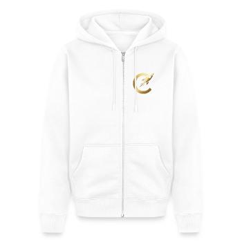 Copular Golden Rocket - Golden Rocket in C Circle - Unisex Premium Organic Zip Hoodie - white - Front - Thijin (182cm) & Selfina (174cm)