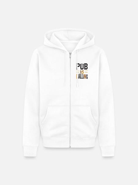 Pub Us Calling - Unisex Premium Bio Zip Hoodie - Weiß
