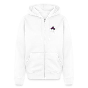 Pas grand-chose mec - ironique - Veste à capuche bio Premium Unisexe - blanc - Devant - Thijin (182cm) & Selfina (174cm)