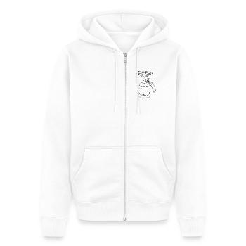 Campingkocher – Minimalistisches Camping Design - Unisex Premium Bio Zip Hoodie - Weiß - Vorne - Thijin (182cm) & Selfina (174cm)