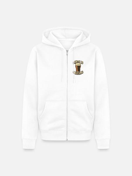 Pinte Is Calling - Bierglas Retro - Unisex Premium Bio Zip Hoodie - Weiß