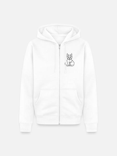 Katze geometrisch - Unisex Premium Bio Zip Hoodie - Weiß
