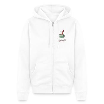 Kaffee mit Rotstift für Lehrer und Lehrerinnen - Unisex Premium Bio Zip Hoodie - Weiß - Vorne - Thijin (182cm) & Selfina (174cm)