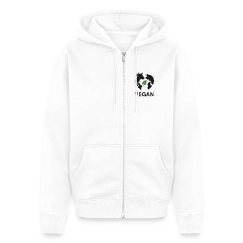 Végétalien - Veste à capuche bio Premium Unisexe - blanc - Devant - Thijin (182cm) & Selfina (174cm)