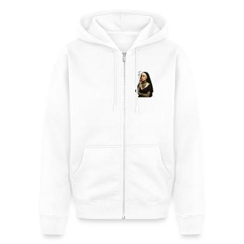 G' Nun - Unisex Premium Organic Zip Hoodie - white - Front - Thijin (182cm) & Selfina (174cm)