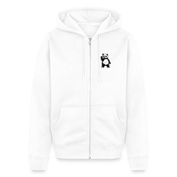 PNDA FCK - Unisex Premium Bio Zip Hoodie - Weiß - Vorne - Thijin (182cm) & Selfina (174cm)