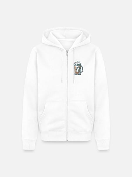 Bierkrug Gesicht - Unisex Premium Bio Zip Hoodie - Weiß