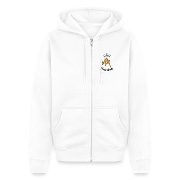 Fallschirm - Unisex Premium Bio Zip Hoodie - Weiß - Vorne - Thijin (182cm) & Selfina (174cm)
