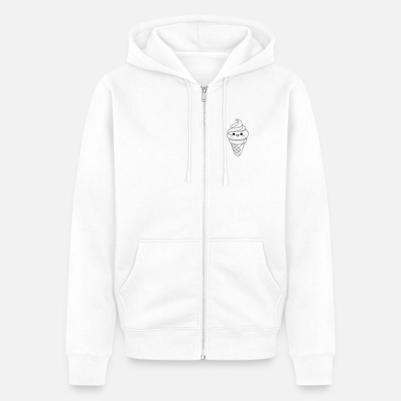 Softeis Eiscreme Icon Minimal Statement - Unisex Premium Organic Zip Hoodie - white