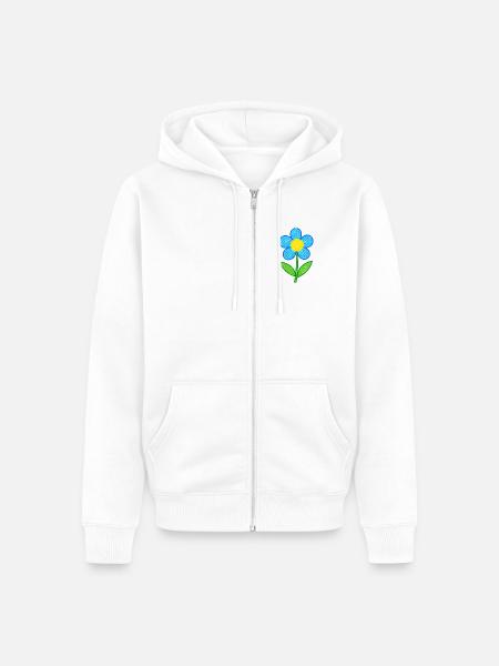 Niedliche Blume – Handgezeichnetes Blumendesign - Unisex Premium Bio Zip Hoodie - Weiß