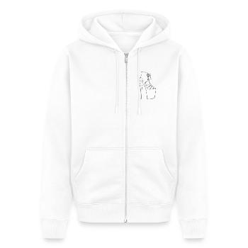 Pole Dance Heel: Schnür-Platform-Stiletto - Unisex Premium Bio Zip Hoodie - Weiß - Vorne - Thijin (182cm) & Selfina (174cm)