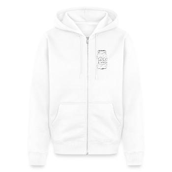 Ich bin nicht sauer, nur eingelegt. - Unisex Premium Bio Zip Hoodie - Weiß - Vorne - Thijin (182cm) & Selfina (174cm)