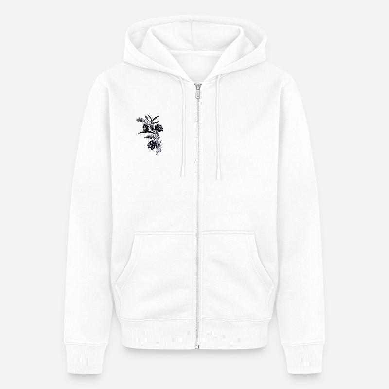 Fleurs de nuit Contours Indigo - Veste à capuche bio Premium Unisexe - blanc