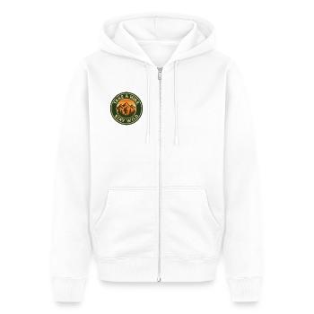 Faites une randonnée - Restez sauvage - Veste à capuche bio Premium Unisexe - blanc - Devant - Thijin (182cm) & Selfina (174cm)