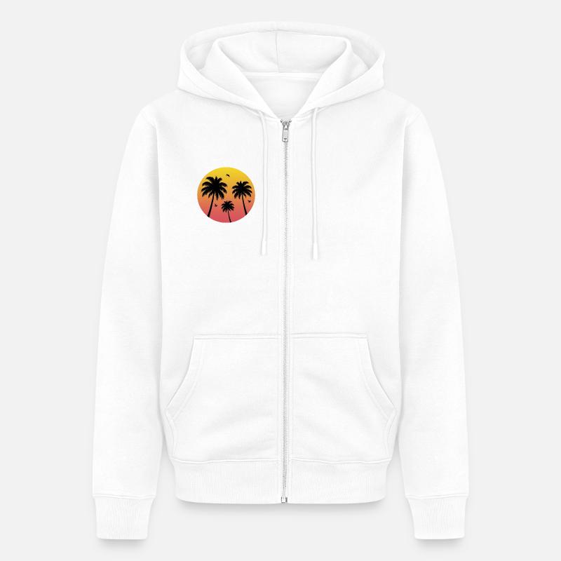 Plage de Sunset Palm Tree - Veste à capuche bio Premium Unisexe - blanc