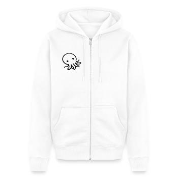 Liegender Oktopus One Line Meeresmotiv - Unisex Premium Bio Zip Hoodie - Weiß - Vorne - Thijin (182cm) & Selfina (174cm)