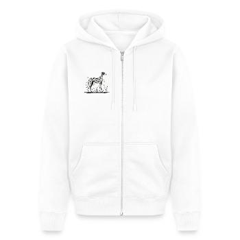 Hund & Welpe StreetArt - Unisex Premium Bio Zip Hoodie - Weiß - Vorne - Thijin (182cm) & Selfina (174cm)