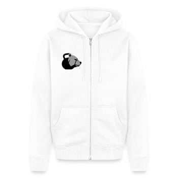 dynamic bear head with kettlebell - Unisex Premium Organic Zip Hoodie - white - Front - Thijin (182cm) & Selfina (174cm)