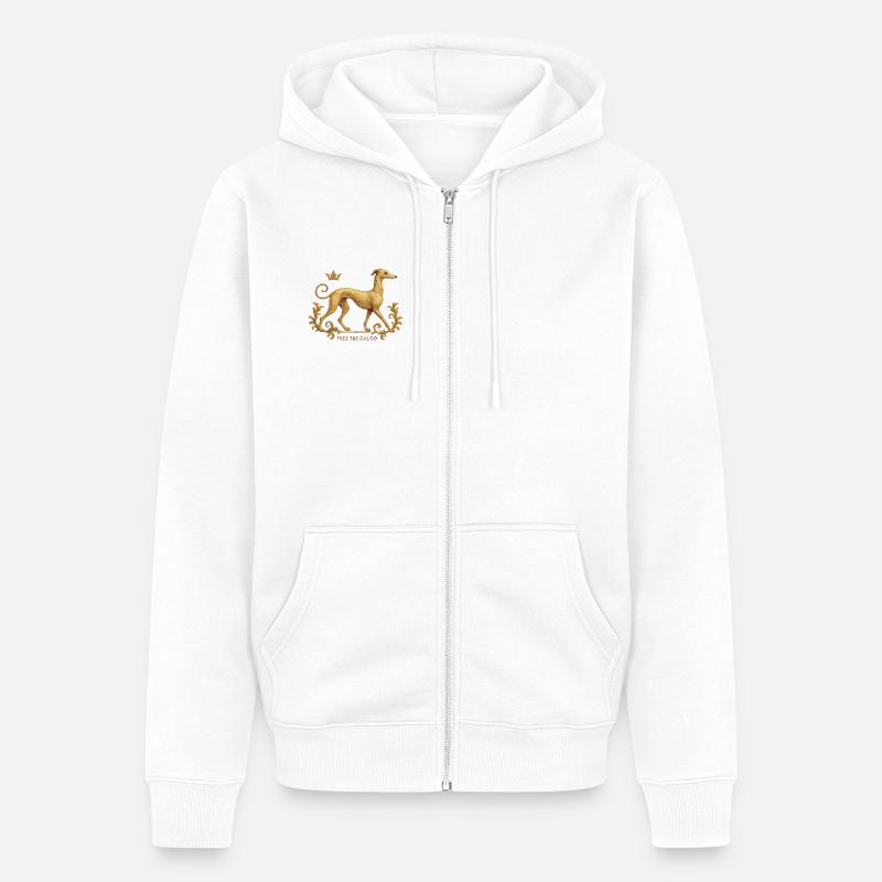 Free the Galgo - Embroidery Nr01 - Unisex Premium Organic Zip Hoodie - white
