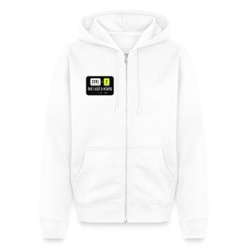 Strg Z: Die letzten 3 Stunden - Unisex Premium Bio Zip Hoodie - Weiß - Vorne - Thijin (182cm) & Selfina (174cm)