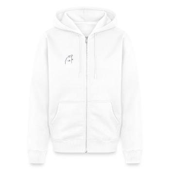 Doigt d’honneur blobbo - Veste à capuche bio Premium Unisexe - blanc - Devant - Thijin (182cm) & Selfina (174cm)