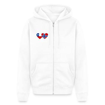 Cœur du drapeau du Chili Norvégien - Veste à capuche bio Premium Unisexe - blanc - Devant - Thijin (182cm) & Selfina (174cm)