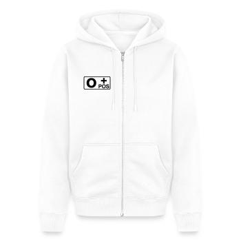 #302 groupe sanguin 0 pos - Veste à capuche bio Premium Unisexe - blanc - Devant - Thijin (182cm) & Selfina (174cm)