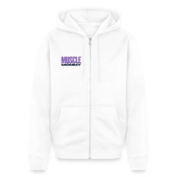 Muscle Mommy Premium T-Shirt - Unisex Premium Bio Zip Hoodie - Weiß - Vorne - Thijin (182cm) & Selfina (174cm)