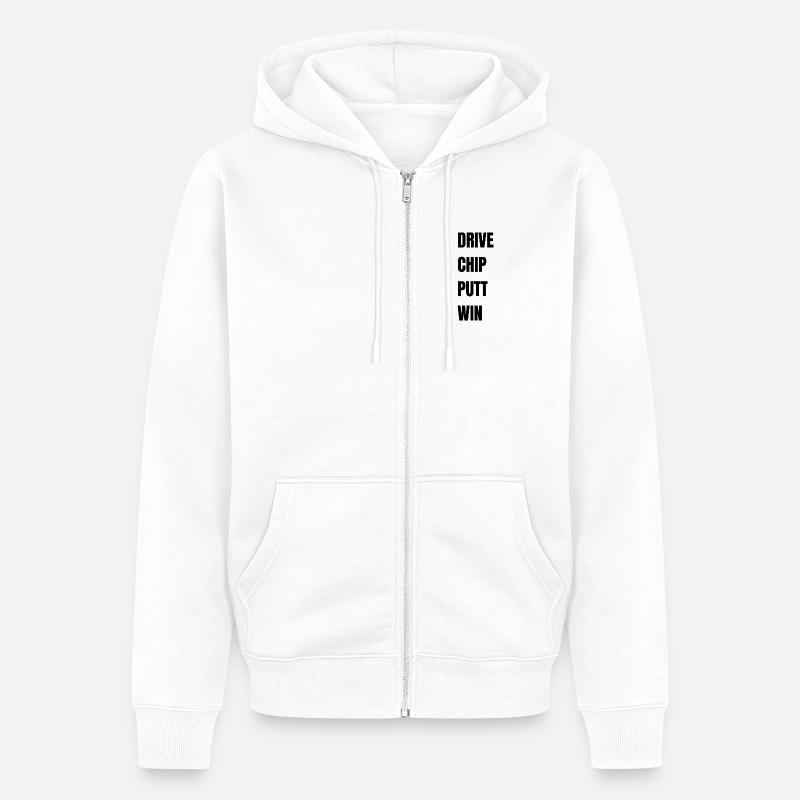 Golf Drive Chip Putt Win - Unisex Premium Bio Zip Hoodie - Weiß