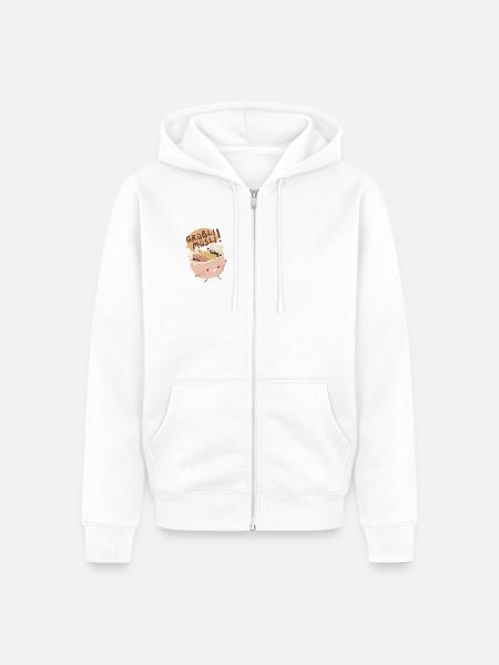 Grüßli Müsli!  - Unisex Premium Bio Zip Hoodie - Weiß