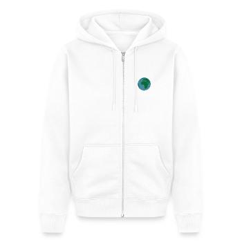Die Erde bestickt - Unisex Premium Bio Zip Hoodie - Weiß - Vorne - Thijin (182cm) & Selfina (174cm)