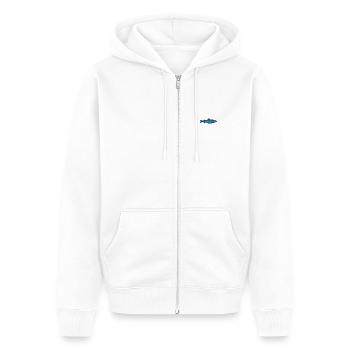 Trout embroidered - Unisex Premium Organic Zip Hoodie - white - Front - Thijin (182cm) & Selfina (174cm)